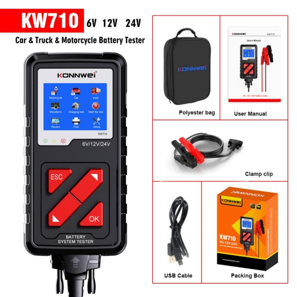Battery check Analyzer Motorcycle Car Truck Battery 6V12V24V KONNWEI KW710