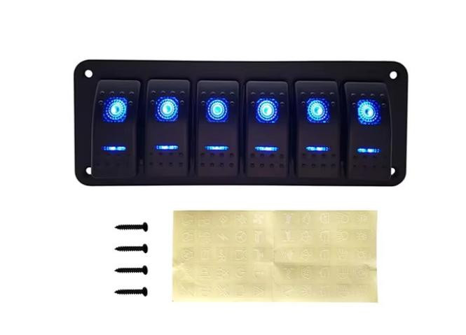 Marine Switch Panel 6 Gang Waterproof DC12/24V