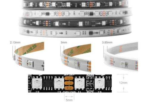 Адресная светодиодная лента WS2811 RGB5050 (черная, 12В, 96 LED/м, 5м, IP30)