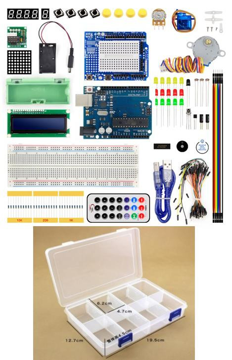 Обновленная версия набора Arduino UNO R3 DIP с логотипом батарейкой крона 9В