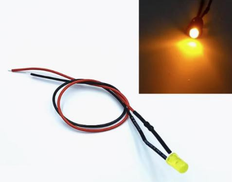 12-18V 5MM Yellow LED Indicator Light with 20CM Cable