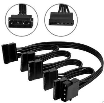 Кабель питания Big 4PIN IDE - 10xSATA (1 в 10, 18AWG, длина 20 см)
