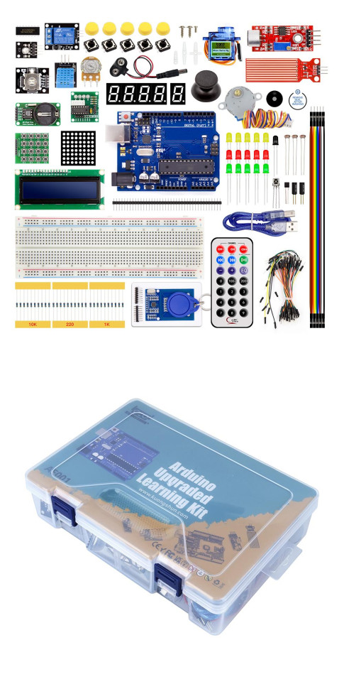 Обучающий набор Arduino UNO R3 DIP c фирменным логотипом и батарейкой крона 9В
