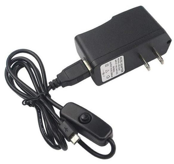 Блок питания Micro USB для Raspberry Pi 3B (5В, 2.5А, US вилка, с выключателем ON/OFF)