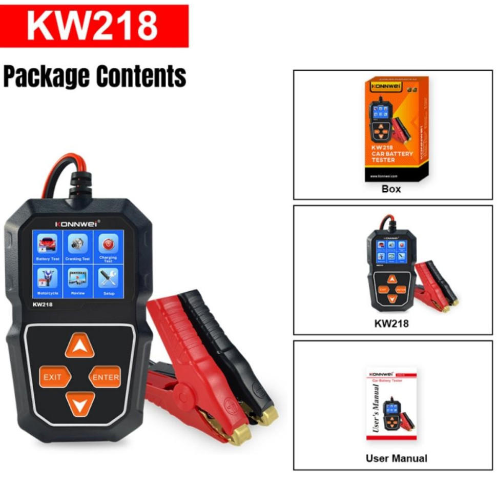KONNWEI KW218 6V12V Car Motorcycle Battery Tester