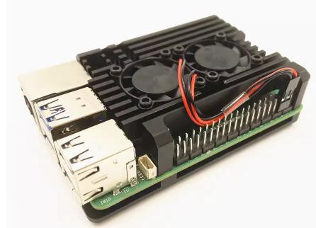 Корпус алюминиевый с двумя вентиляторами для Raspberry Pi 5