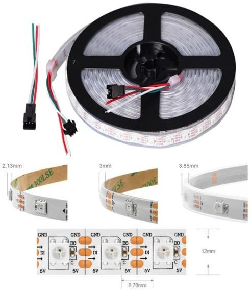 Адресная светодиодная лента WS2812B RGB5050 (белая, гибкая, 5В, 74 LED/м, 1 метр, IP30)