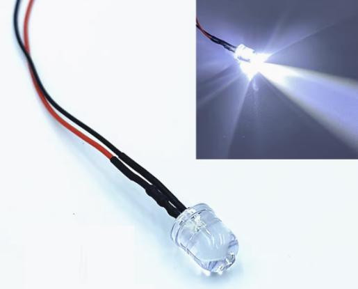12-18V 8MM White LED Indicator Light with 20CM Cable