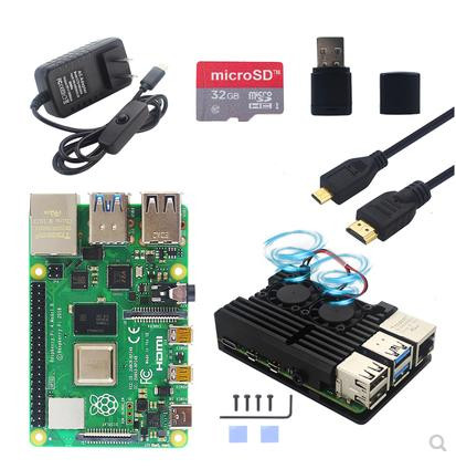Набор с одноплатным компьютером Raspberry Pi 4B (2 ГБ) - базовый комплект (US вилка)