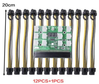 Плата преобразования питания 12V (12 разъемов 6-pin - 8-pin, кабель 20 см)