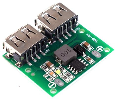 Стабилизатор напряжения для автомобильной зарядки с 2 USB 9/12/24-5в 3А