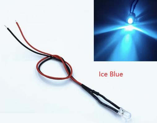 30-40V 3MM Water Clear Light with 20CM Cable Ice Blue LED Indicator