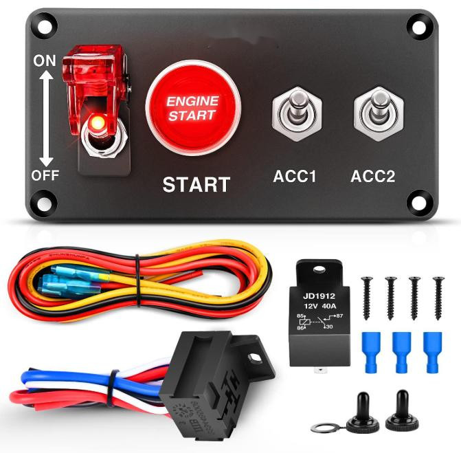 Starter Rocker Switch 2 Gang Racing Car Panel 12V