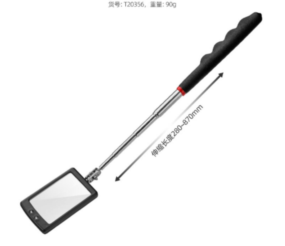 Light Square 65*40mm Extendible Inspection Rotatable Mirror with (with Battery)