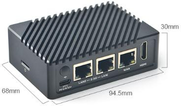 Одноплатный компьютер NanoPi R5S (2 ГБ, 8 ГБ eMMC, RK3568, черный металлический корпус)