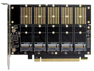 Карта расширения SATA 3.0 - PCI-E 3.0 x16 (5x M.2, JMB585)