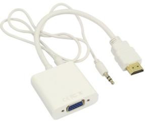 Адаптер HDMI-VGA с аудио штекером 3.5 (белый)