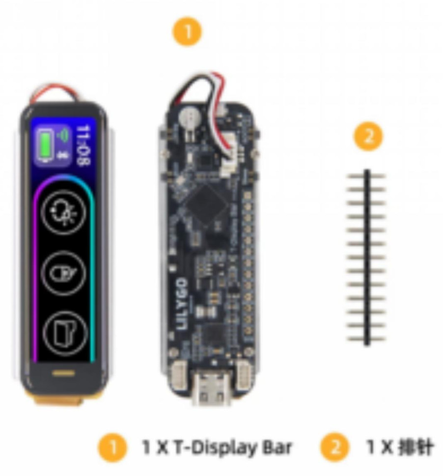 BHl260AP+TF Card with ESP32-S3 Development Unsoldered LILYGO T- Display-Bar 2.25 Inch Full Color RGB LCD Board with Battery