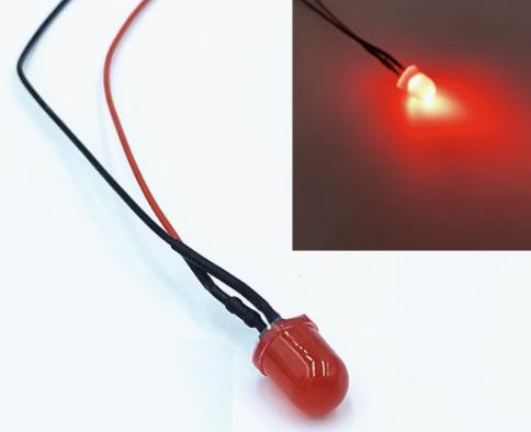 22-28V 8MM Red LED Indicator Light with 20CM Cable