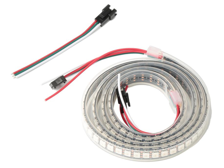 Адресная светодиодная лента WS2812B RGB5050 (черная, гибкая, 5В, 144 LED/м, 1 метр, IP67, водонепроницаемая)