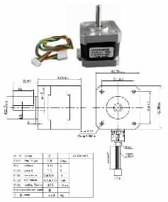 Шаговый двигатель JK42HS40-1204D (17HS3001-20B) NEMA17 (D-образный вал 1.8 градусов)