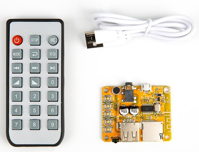 Плата аудиоприёмника c пультом Bluetooth AUX, MP3, батарейка в комплекте