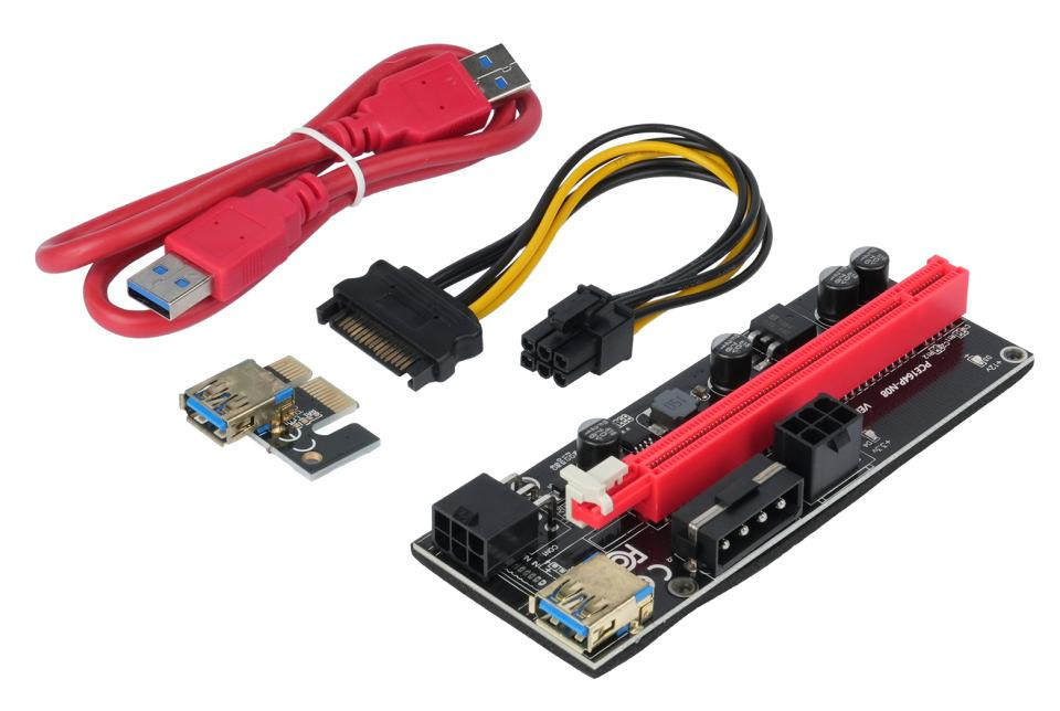 Плата-удлинитель PCI-E 009S Black King Kong (черный, USB 3.0, PCI-E x1 - x16, кабель 60 см, красный)