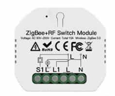 Релейный модуль Tuya Zigbee RF 3.0 (1 канал, умный выключатель света, нулевой провод, нейтральная упаковка, 2 варианта печати, 59?53?28 мм)