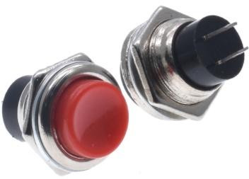 Red DS-212 16MM 2PIN OFF-ON Round Button Momentary Self-Reset Switch