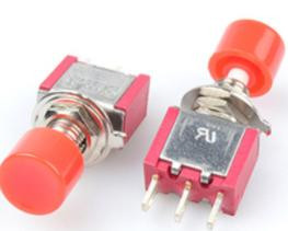 Красная кнопка DS-612 (6 мм, 3 контакта, мини, мгновенного действия, самовозврат, автоматический)