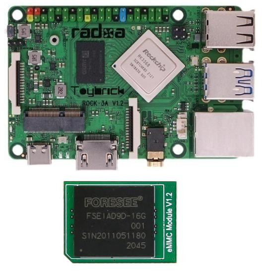 Одноплатный компьютер Rock PI 3A (2 ГБ, 32 ГБ EMMC)