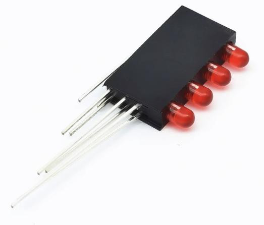 Red 3MM Four Hole LED Light Holder with Light (Left + Right -)