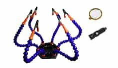 Magnifying Glass + Electric PCB Welding Flexible Blue Multifunctional (6 Holes 6 Arms + Torch) Arms