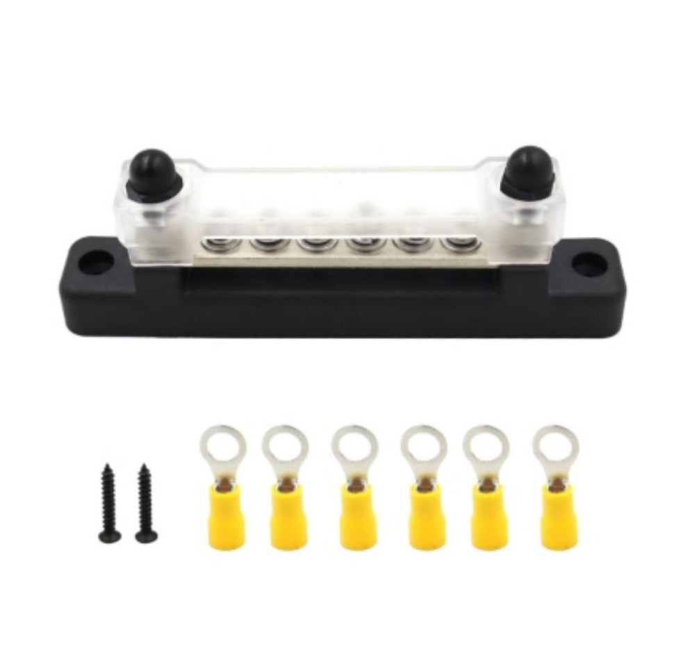 Black+6PcsTerminals Terminal Block 6P Bus Bar 150A Car