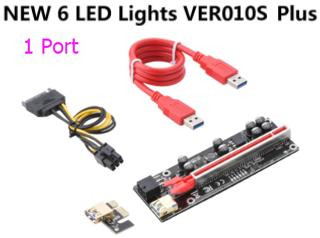 Плата-удлинитель PCI-E VER 010S PLUS (USB 3.0, PCI-E x1 - x16, питание SATA, 6 светодиодов, 1 разъем, кабель 60 см)