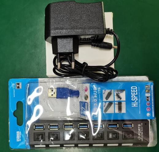 Черный USB 3.0 HUB 7 портов + переключатель ВКЛ/ВЫКЛ с американской вилкой (1xUSB3.0+3xUSB2.0)