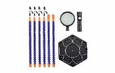 Magnifying Glass + Electric PCB Welding Flexible (6 Holes 6 Arms + Black Blue Multifunctional Torch) Arms