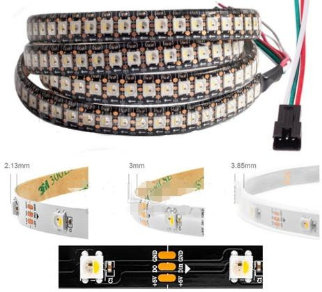 Адресная светодиодная лента SK6812 RGBNW 5050 (черная, 5В, 30 LED/м, 5м, IP67, водонепроницаемая)