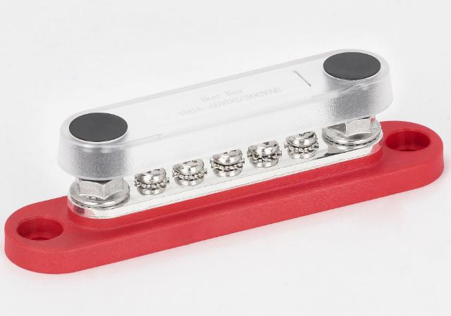 150A Power Distribution Block with Cover Red Bus Bar BB100-T2M6