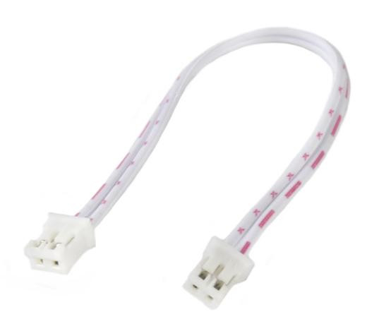 Двусторонний коннектор PH2.0 2P Female (прямой, красный и белый провод, 1007 26AWG, 10 см)
