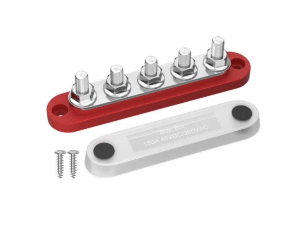 150A Power Distribution Block with Cover Red Bus Bar BB100-T5M6