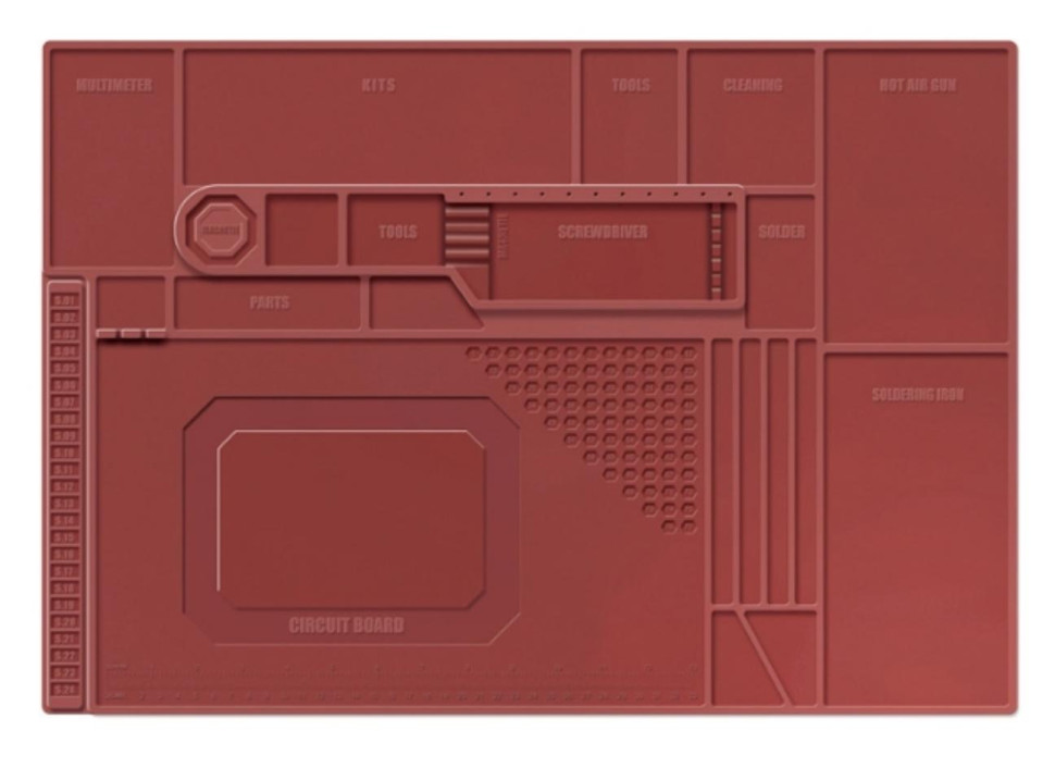 Repair Workbench High Silicone Heat Insulation Temperature Resistant Red TE-702 Mobile Pad with Magnetic Phone Electronics 55*38CM