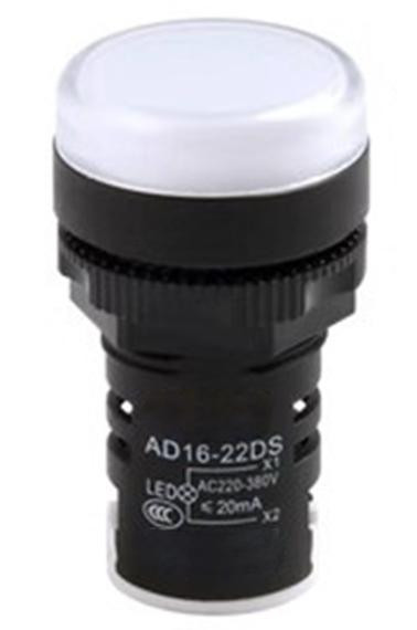 Светодиодный сигнальный светильник AD16-22DS (AC/DC24В, 22мм, LED, белый)