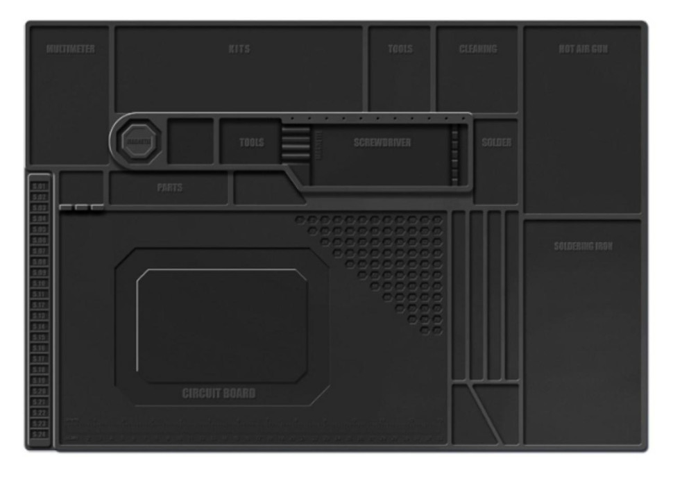 Repair Workbench High Silicone Heat Insulation Temperature Resistant Black TE-702 Mobile Pad with Magnetic Phone Electronics 55*38CM