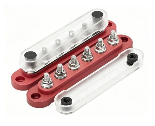 150A Power Distribution Block with Cover Red Bus Bar BB150-T6M6