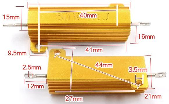 Aluminum Case Resistor RX24-50W 5% Gold (0.1R-10K,Noted Resistance)