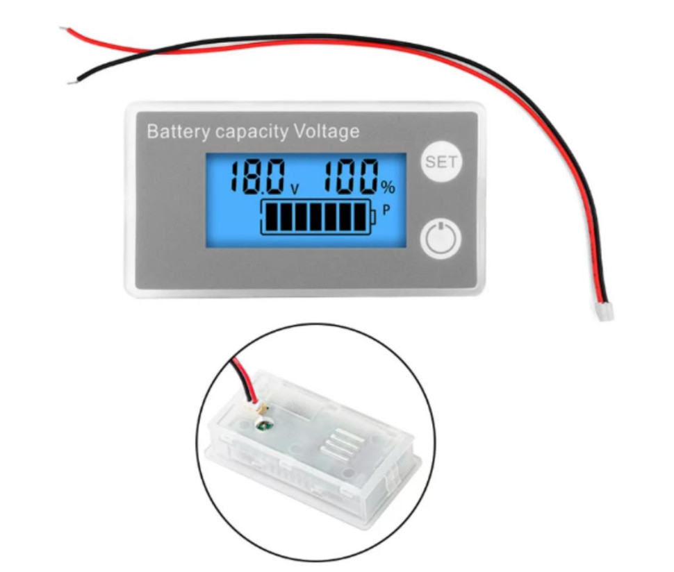 LCD Digital Voltmeter Electricity Meter Blue Indicator DC 8V-100V Battery Capacity