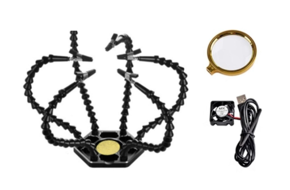 PCB Welding Flexible Black Multifunctional Magnifying Glass + Fan) (6 Holes 6 Arms + Arms