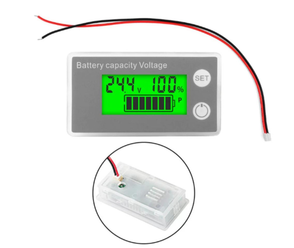 Electricity Meter Green LCD Digital Voltmeter Indicator DC 8V-100V Battery Capacity