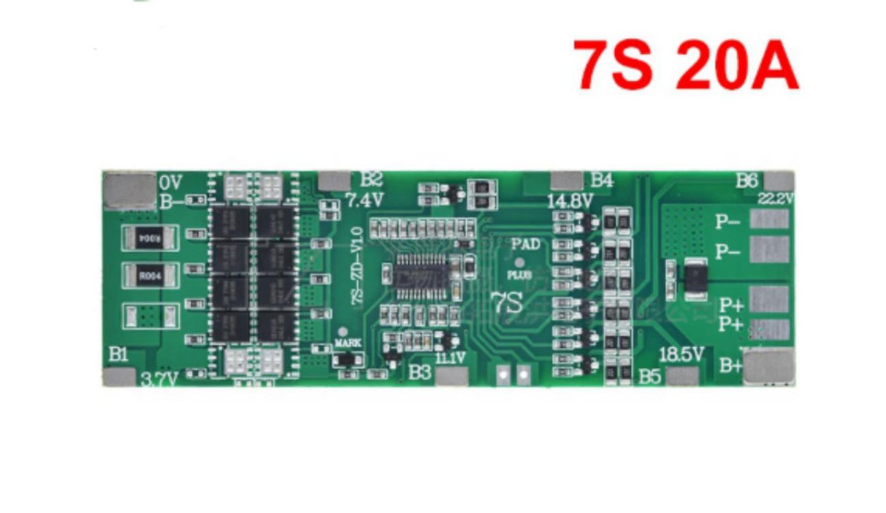 18650 Battery Protect Board With Balance 7S 20A BMS Li-ion Function